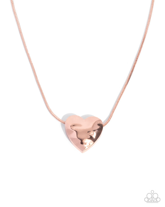 Cavalier Cupid - Copper - Paparazzi Heart Necklace