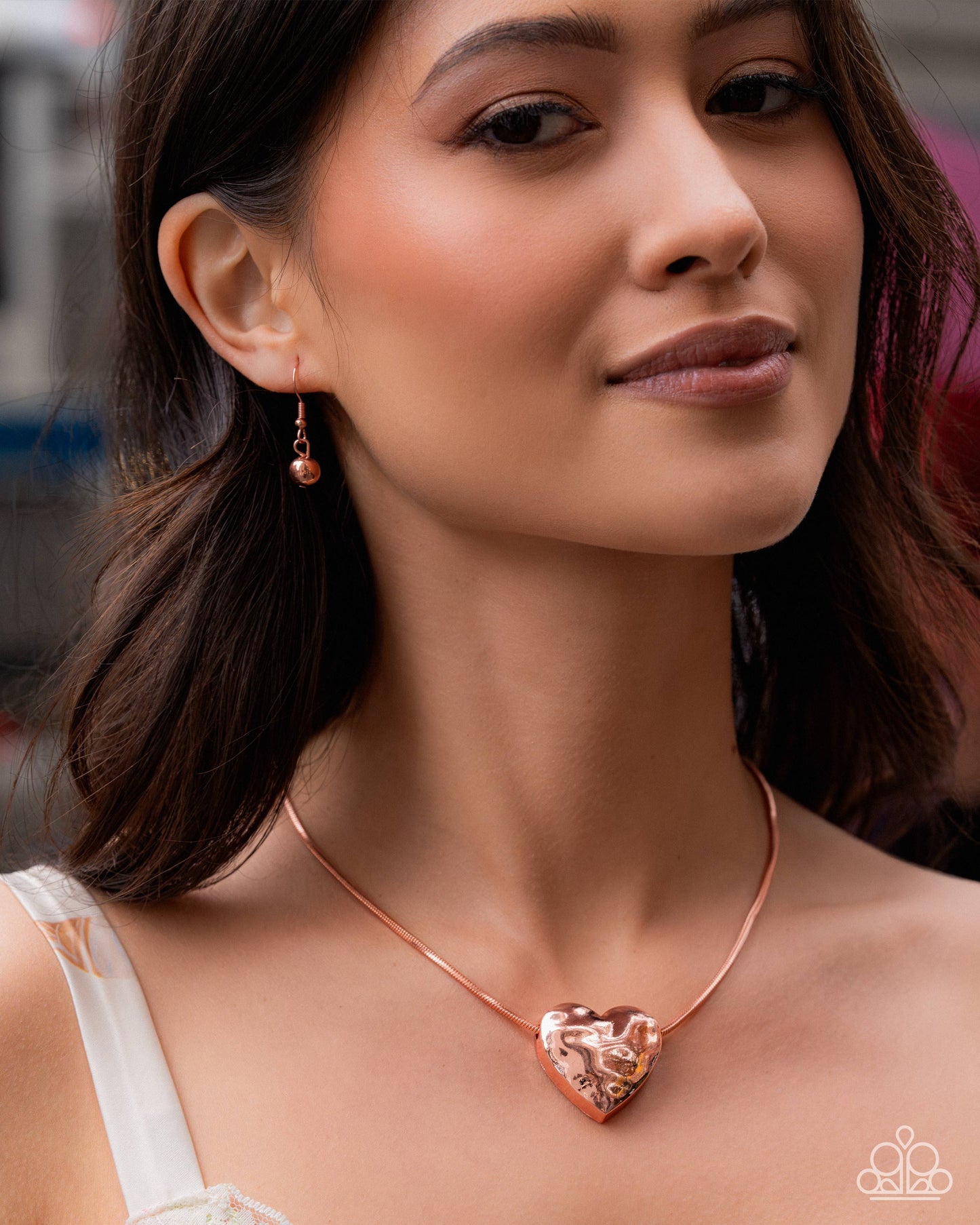Cavalier Cupid - Copper - Paparazzi Heart Necklace