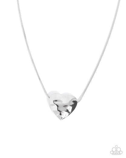 Cavalier Cupid - Silver - Paparazzi Heart Necklace