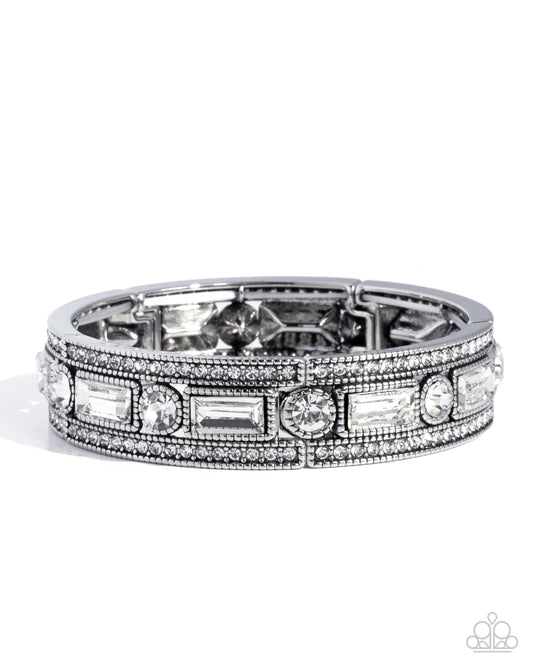 Twinkling Tiers - White - Paparazzi Bracelet