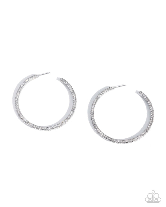 Solemn Shimmer - White - Paparazzi Hoop Earrings