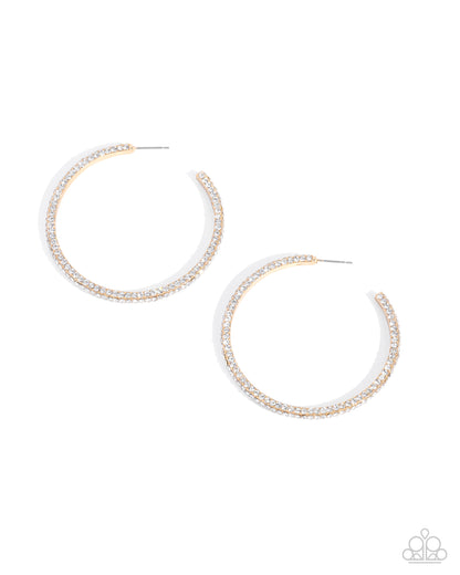 Solemn Shimmer - Gold - Paparazzi Hoop Earrings