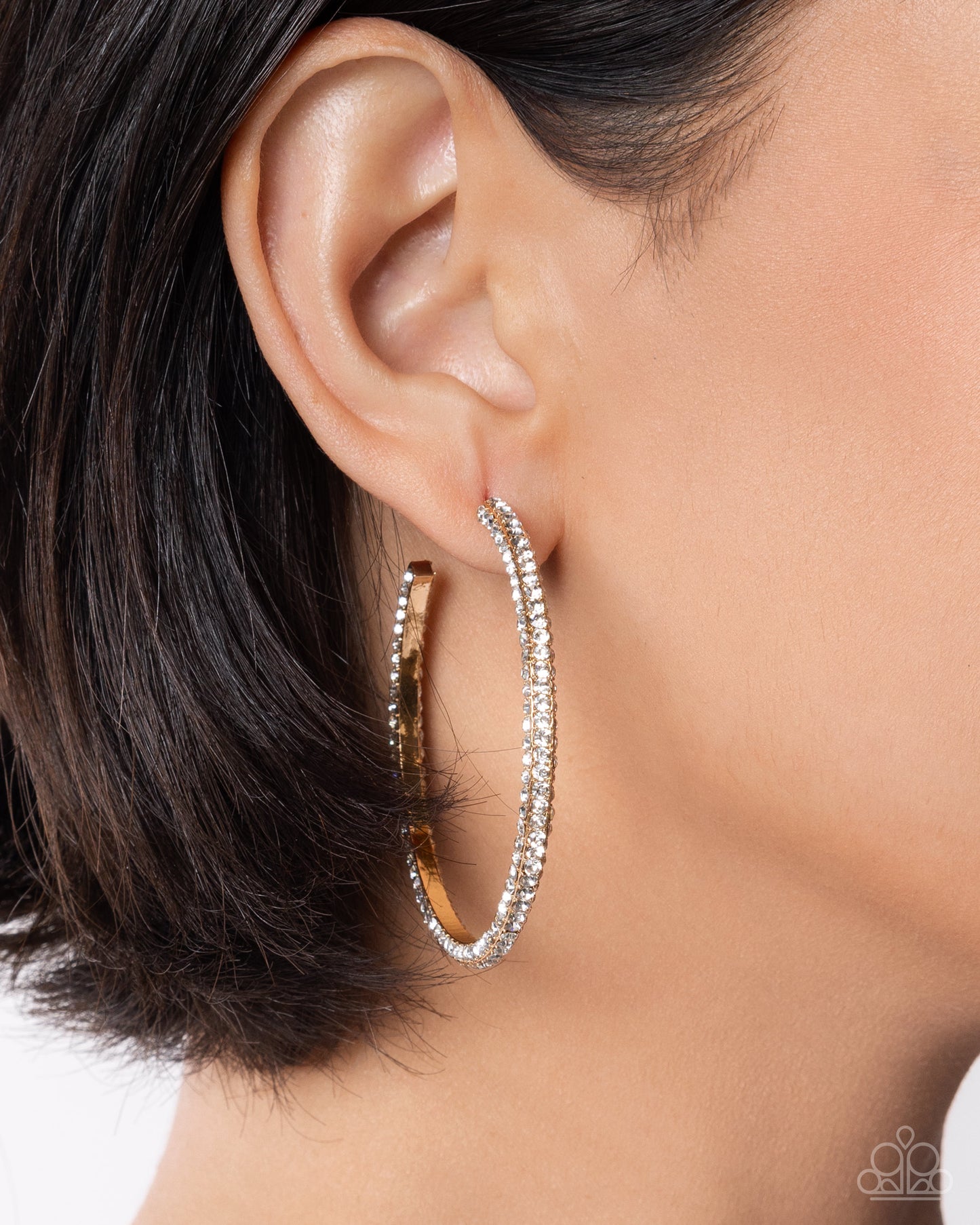 Solemn Shimmer - Gold - Paparazzi Hoop Earrings
