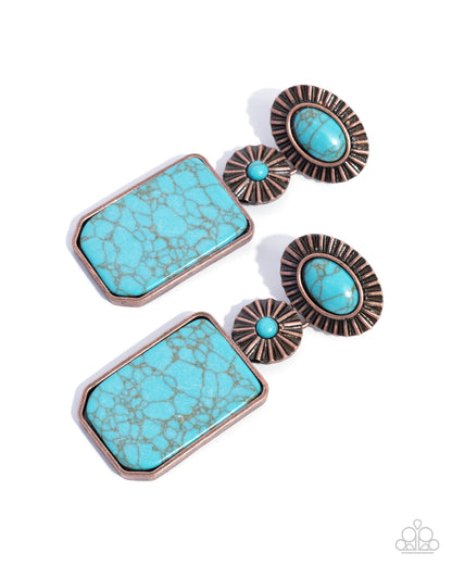 Noteworthy Navigation - Copper - Paparazzi Post Earrings