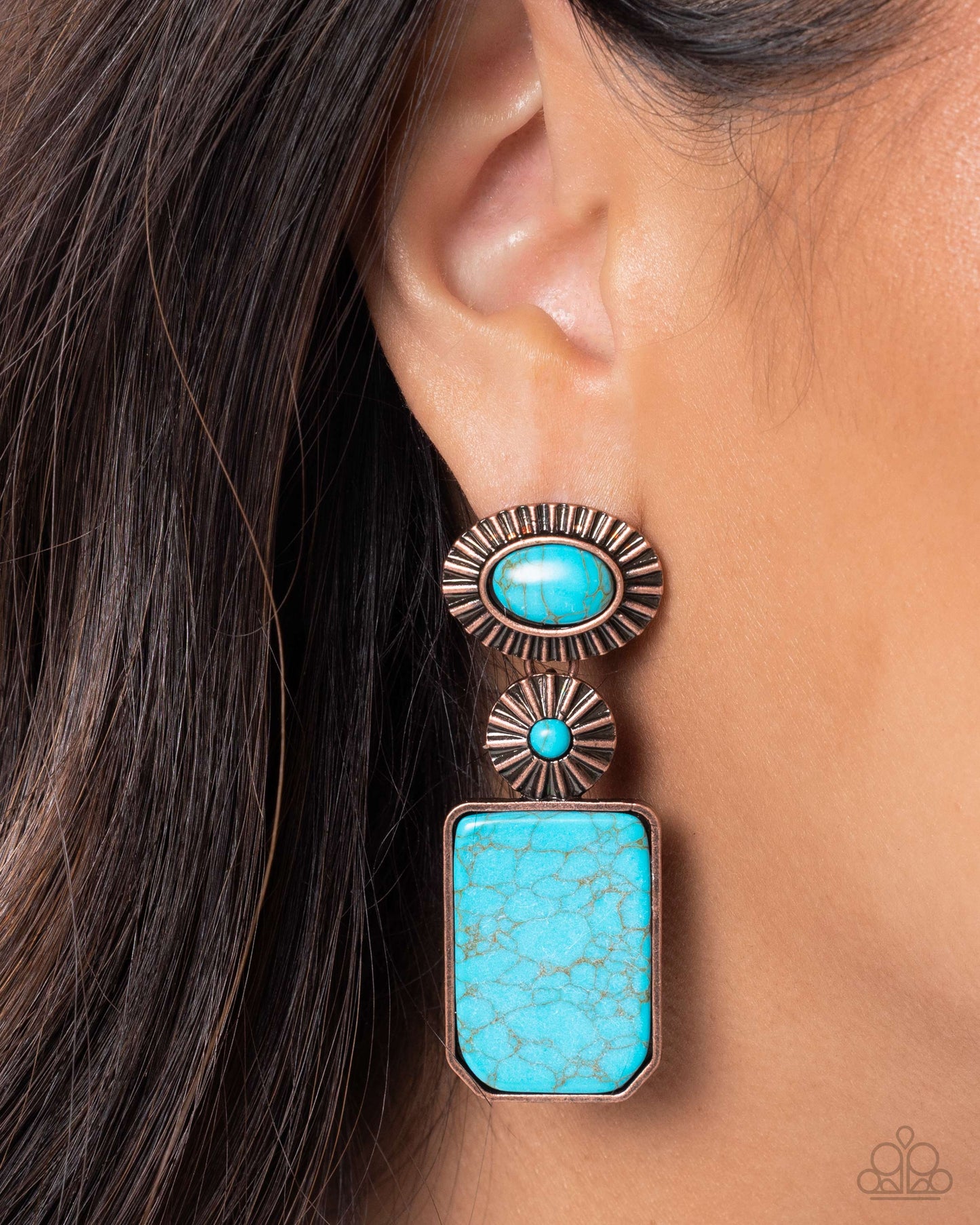 Noteworthy Navigation - Copper - Paparazzi Post Earrings
