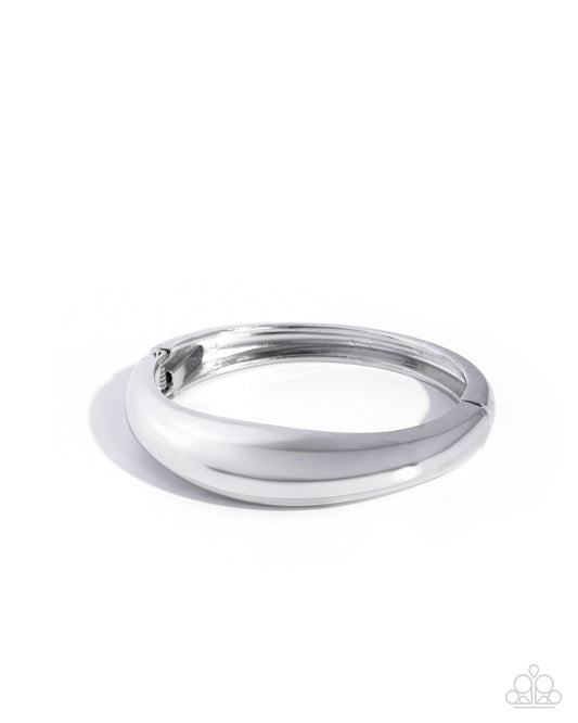 Stackable Sheen - Silver - Paparazzi Hinged Bracelet