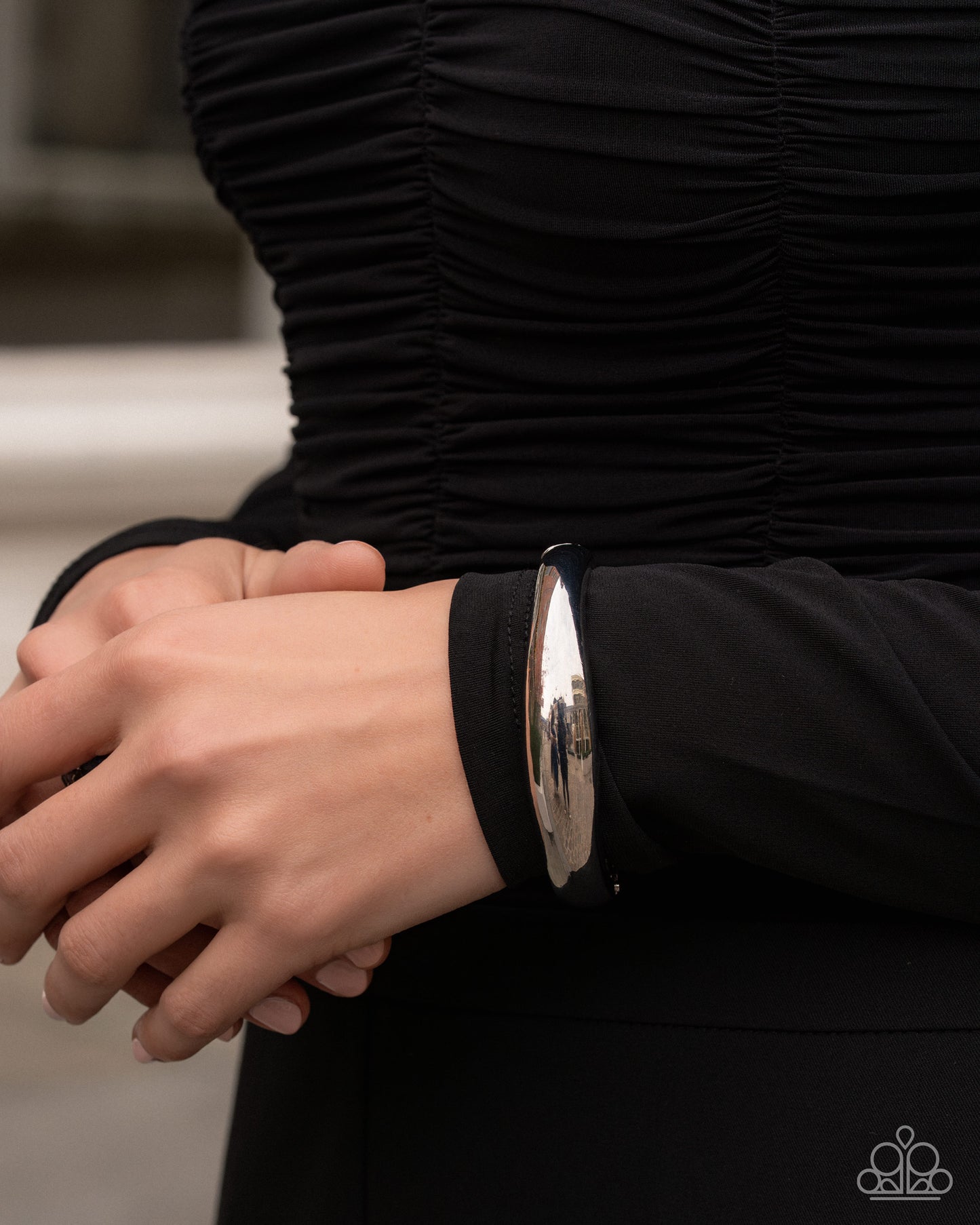 Stackable Sheen - Silver - Paparazzi Hinged Bracelet