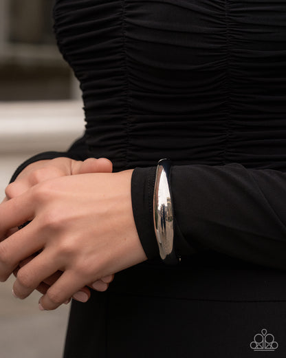 Stackable Sheen - Silver - Paparazzi Hinged Bracelet