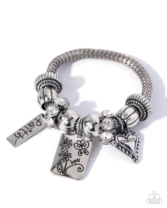 Hopeful Hangout - White -Paparazzi Charm Inspirational Bracelet