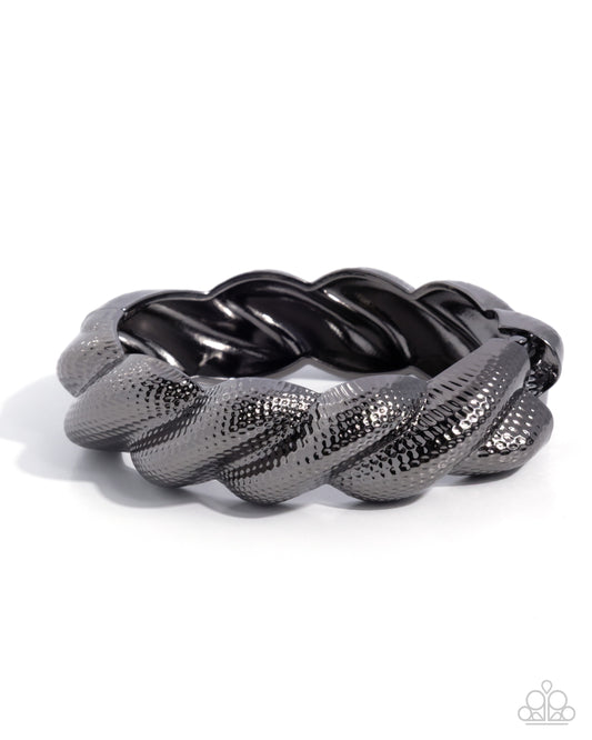 Brazen Braid - Black - Paparazzi Hinged Bracelet
