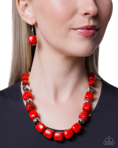 Dramatic Dare - Red - Paparazzi Necklace