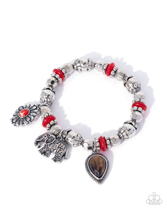 Eager Elephant - Red - Paparazzi Bracelet