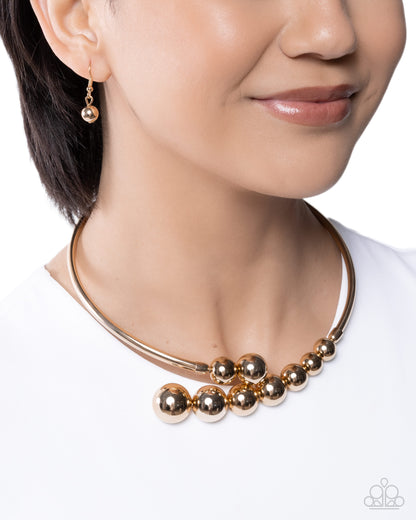 Smoldering Showcase - Gold - Paparazzi Necklace and Graduated Grunge - Gold -Paparazzi Post Earrings
