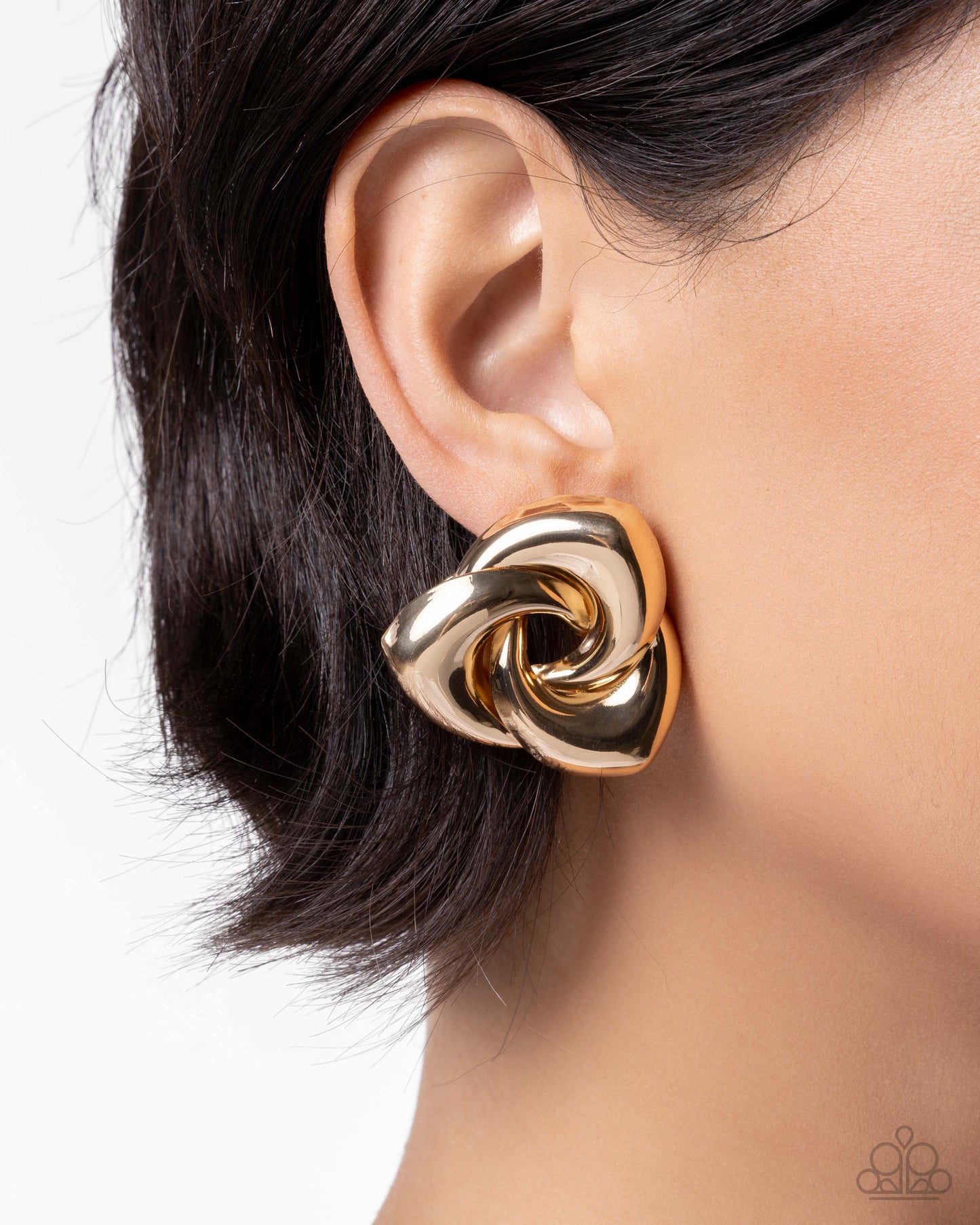 Powerful Polish - Gold - Paparazzi Post Earrings