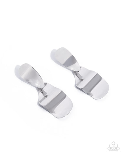 Abstract Acclaim - Silver - Paparazzi Post Earrings