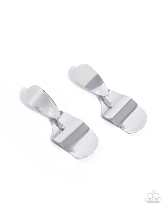 Abstract Acclaim - Silver - Paparazzi Post Earrings