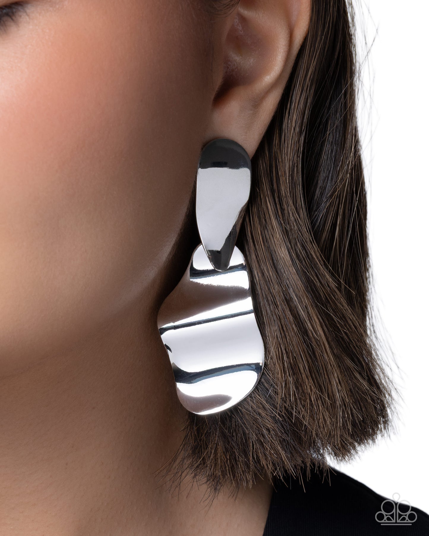 Abstract Acclaim - Silver - Paparazzi Post Earrings