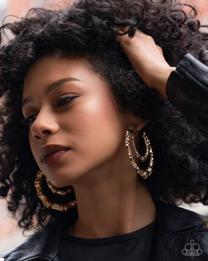 Tabloid Tiers - Gold - Paparazzi Hoop Earrings