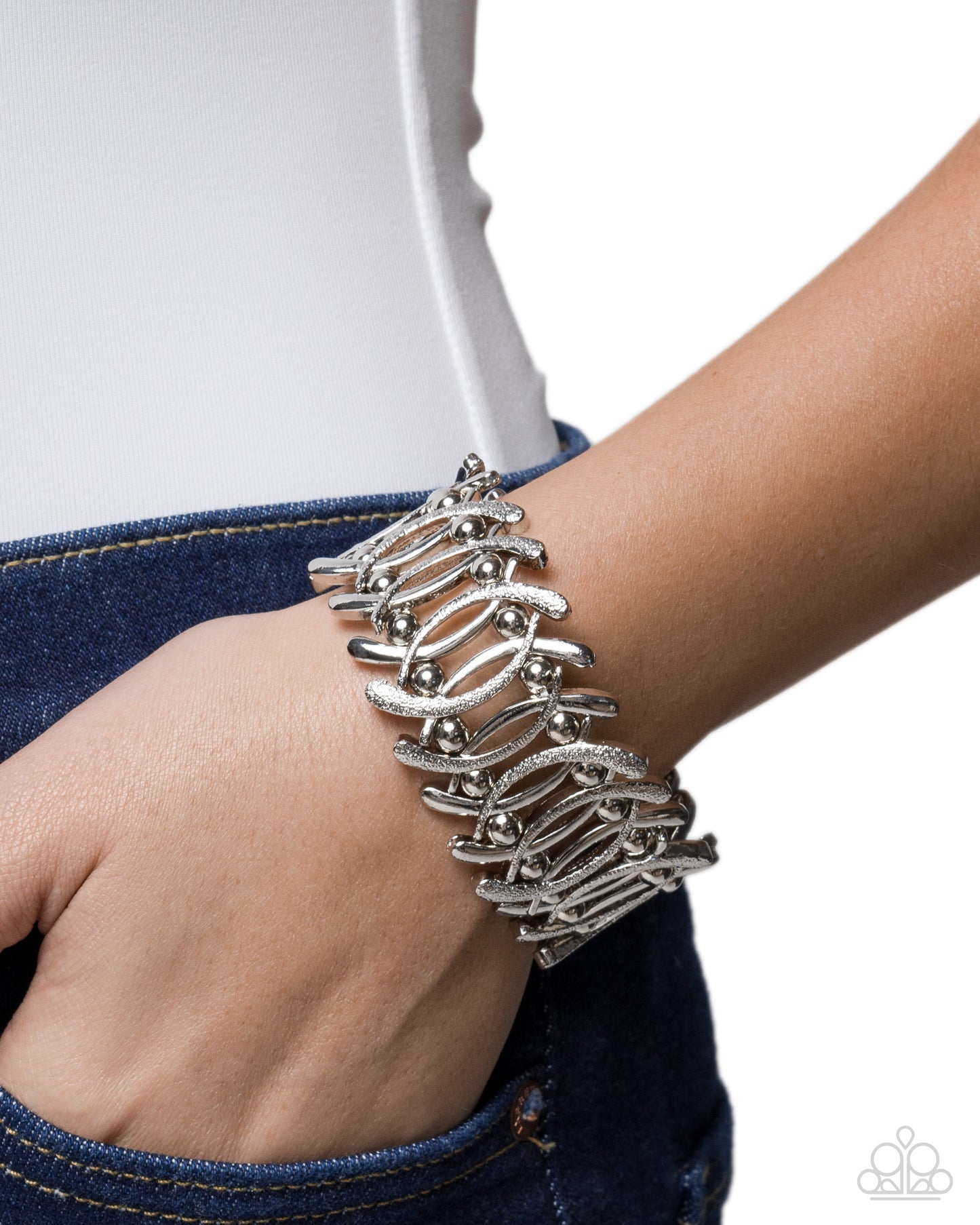 Coming Soon - Woven Wager - Silver - Paparazzi Bracelet