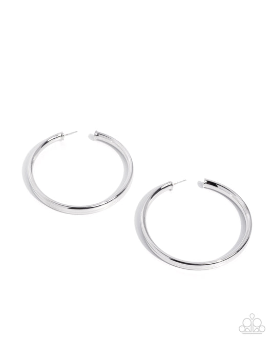 Sleek Staple - Silver - Paparazzi Hoop Earrings