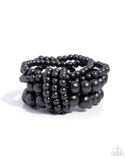 Constant Charm - Black - Paparazzi Wood Bracelet