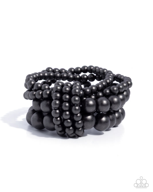 Constant Charm - Black - Paparazzi Wood Bracelet
