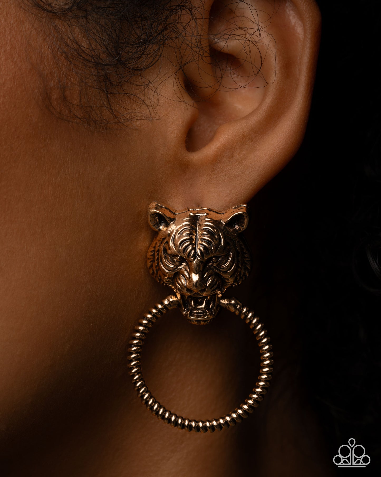 Tangible Tiger - Gold - Paparazzi Post Earrings