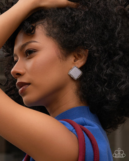 A Polished Work Of Art - White - Paparazzi Post Earrings