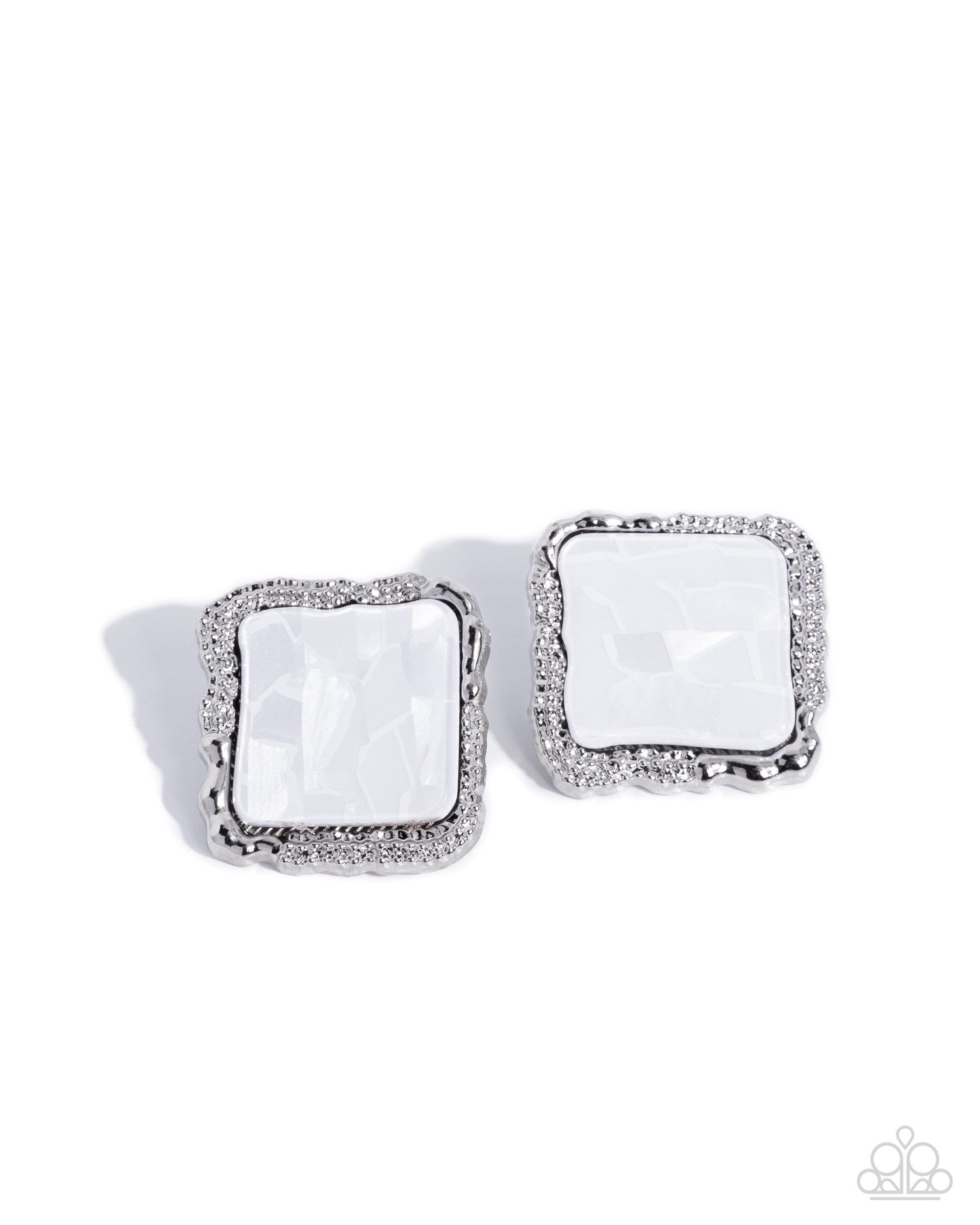 A Polished Work Of Art - White - Paparazzi Post Earrings