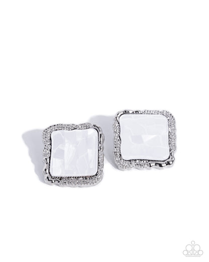 A Polished Work Of Art - White - Paparazzi Post Earrings