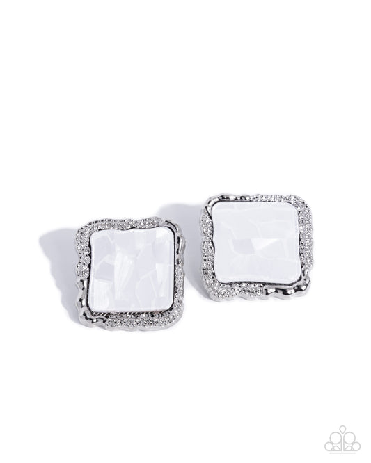 A Polished Work Of Art - White - Paparazzi Post Earrings