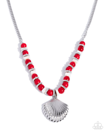Seafaring Season - Red - Paparazzi Necklace
