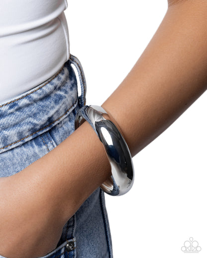 Sleek Shanty - Silver - Paparazzi Bangle Bracelet