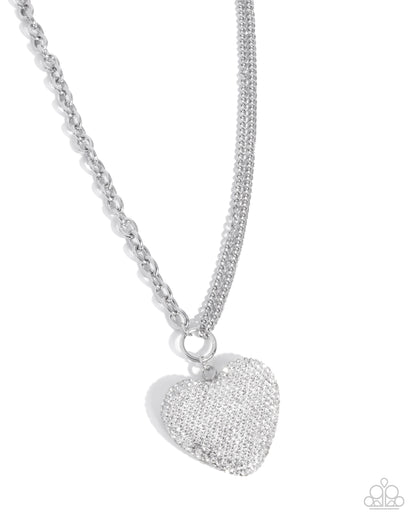 Refined Romeo - White - Paparazzi Heart Necklace