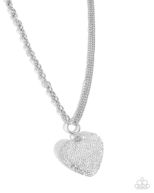 Refined Romeo - White - Paparazzi Heart Necklace