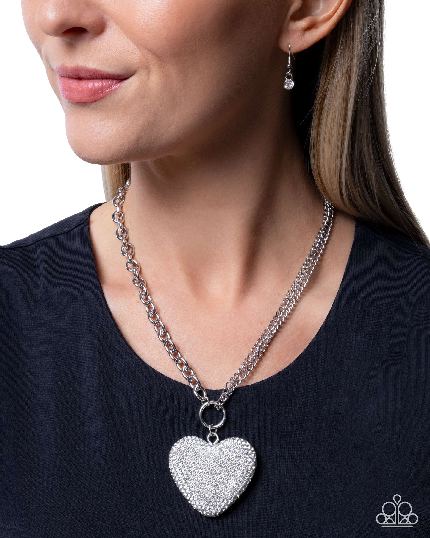 Refined Romeo - White - Paparazzi Heart Necklace