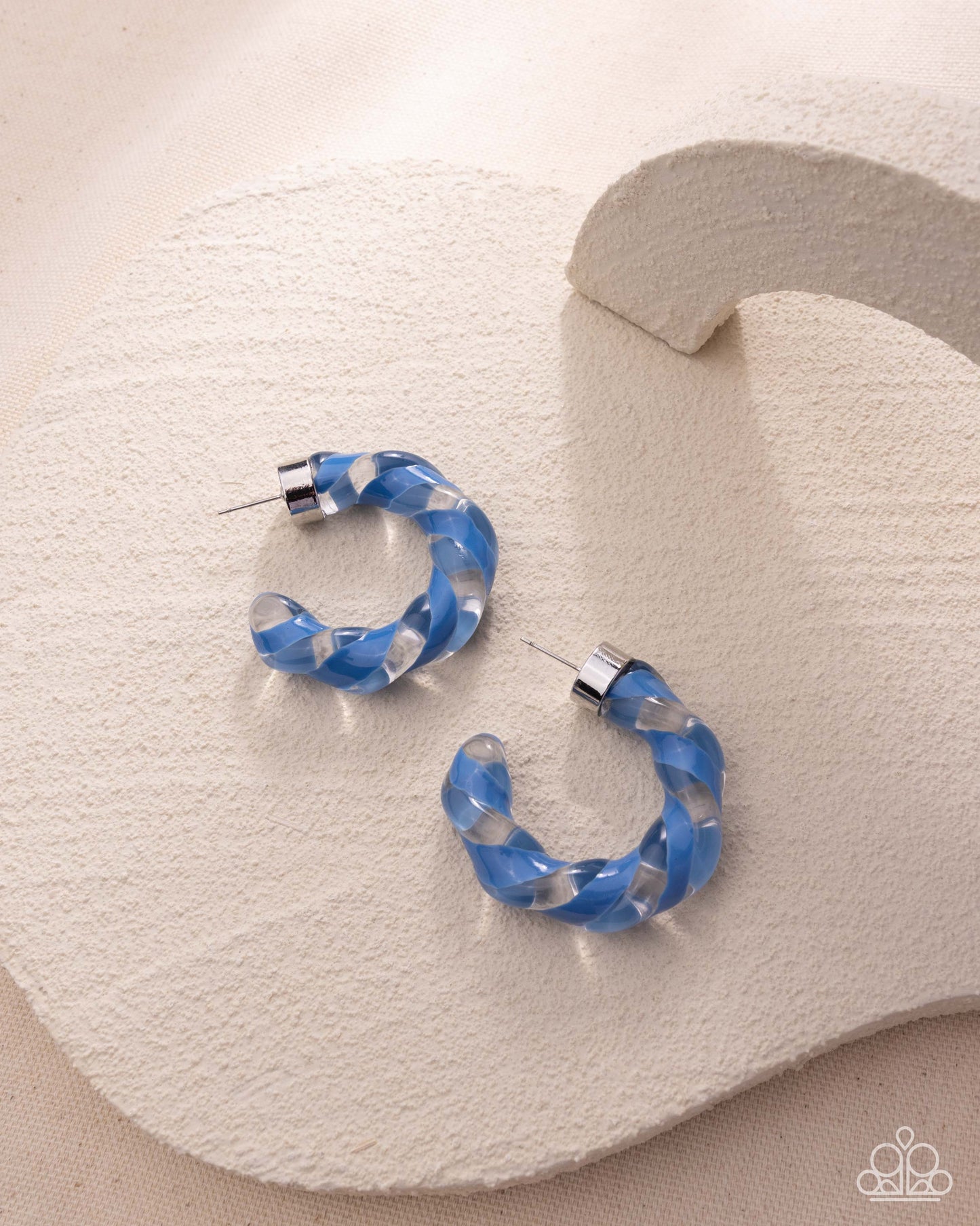 Coiled Cameo - Blue - Paparazzi Hoop Earrings