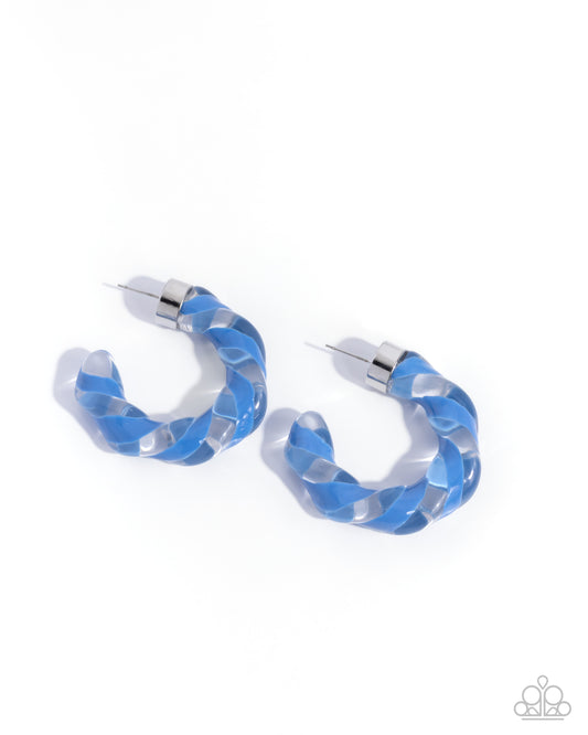 Coiled Cameo - Blue - Paparazzi Hoop Earrings
