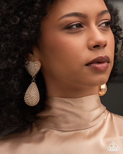 Sweetheart Sway - Gold - Paparazzi Post Earrings