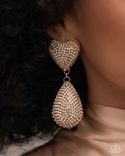 Sweetheart Sway - Gold - Paparazzi Post Earrings