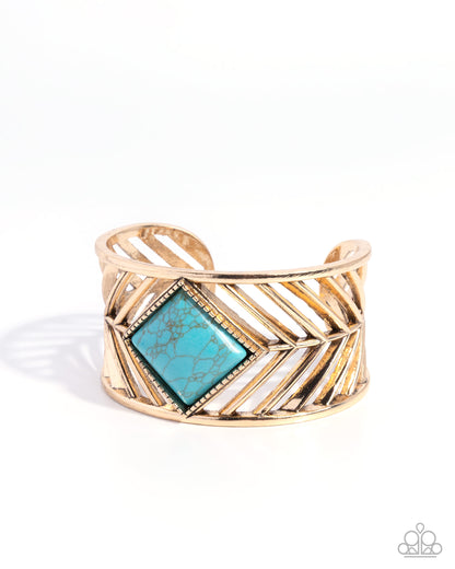 Coming Soon - Rustic Red Carpet - Gold Necklace and Square Spell Gold Cuff Bracelet Set (2-Piece)
