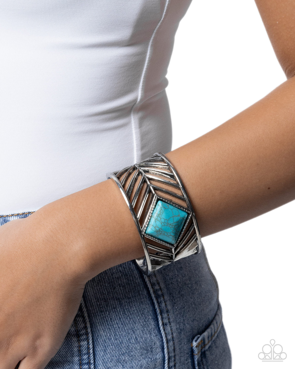 Square Spell - Blue - Paparazzi Cuff Bracelet