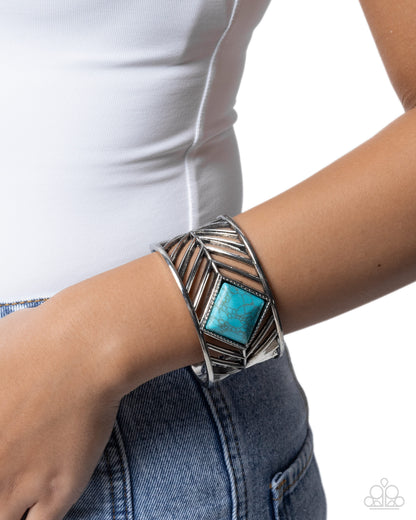 Square Spell - Blue - Paparazzi Cuff Bracelet