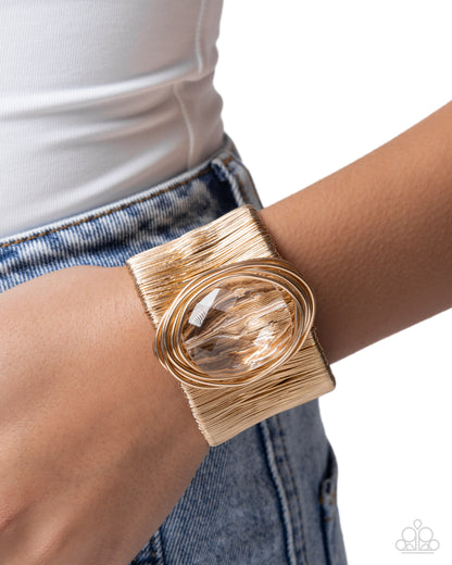 Coming Soon - Textured Tabloid - Gold - Paparazzi Cuff Bracelet