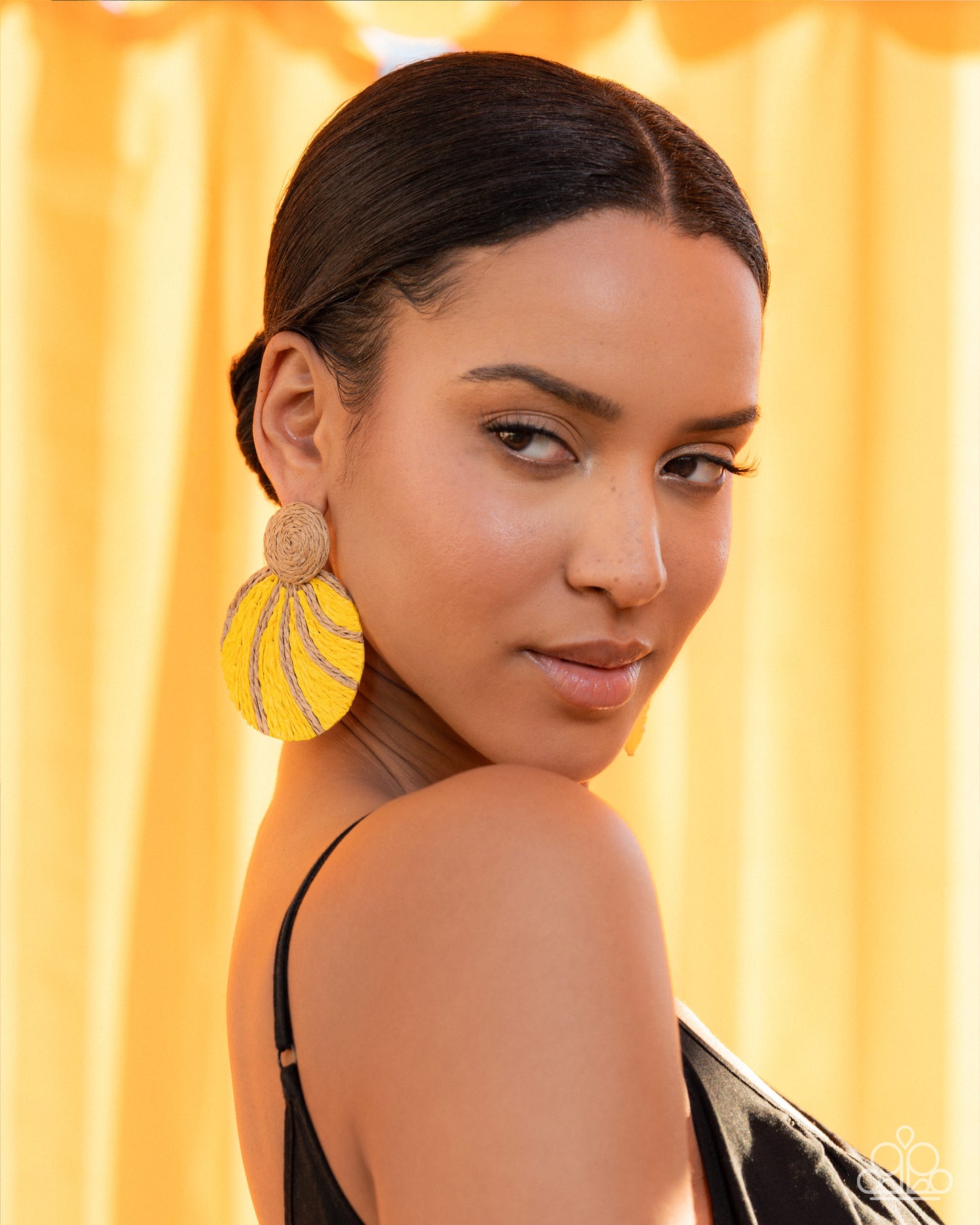 Woven Waltz - Yellow - Paparazzi Post Earrings