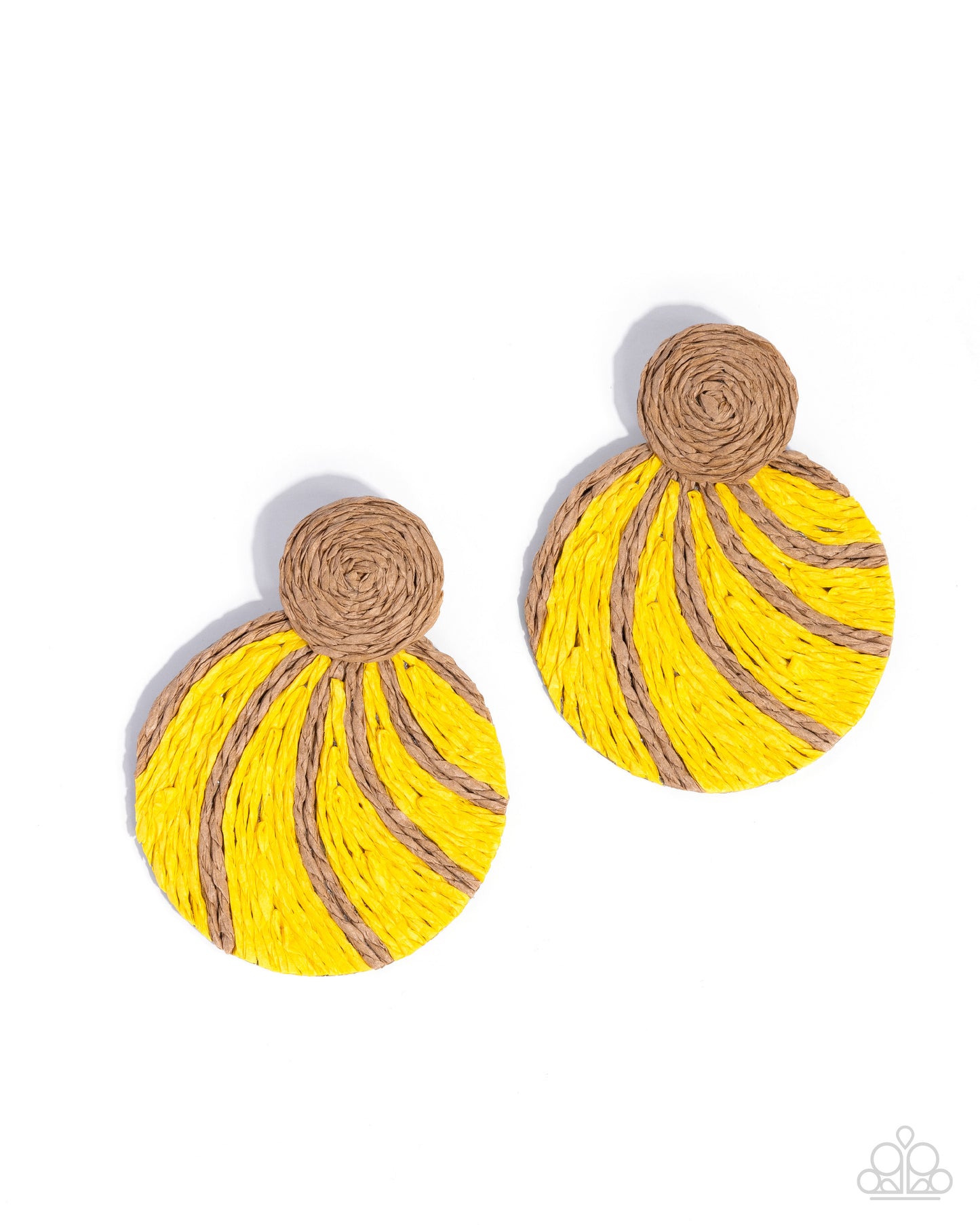 Woven Waltz - Yellow - Paparazzi Post Earrings