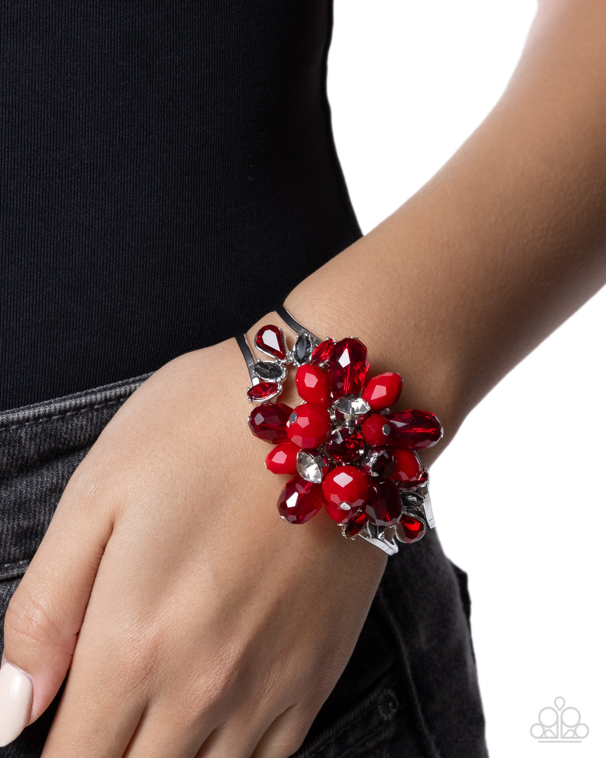 Shimmery Spectacle - Red - Paparazzi Hinge Bracelet