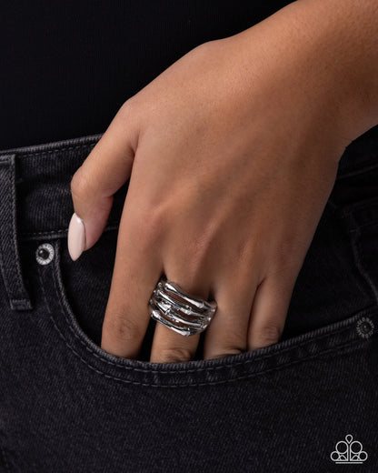 Stacked Service - Silver - Paparazzi Ring