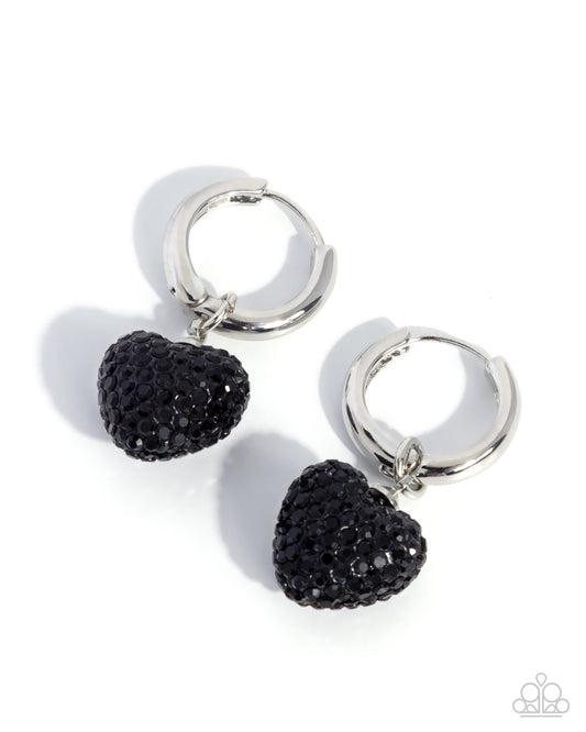 Affectionate Aim - Black - Paparazzi Mini Heart Hoop Earrings