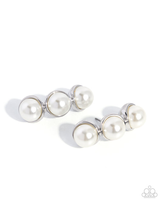Coming Soon - Classy Cinderella - White - Paparazzi Post Earrings